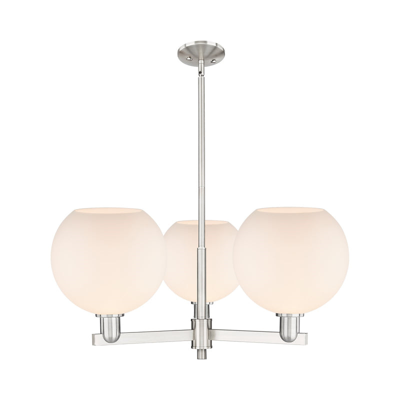 Innovations Athens 32in 3-Light Pendant | Industrial Satin Nickel and Matte White Glass | Kitchen Island & Dining Room | 31.75 | Model 716-3CR-SN-G121-10