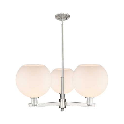 Innovations Athens 32in 3-Light Pendant | Industrial Satin Nickel and Matte White Glass | Kitchen Island & Dining Room | 31.75 | Model 716-3CR-SN-G121-10