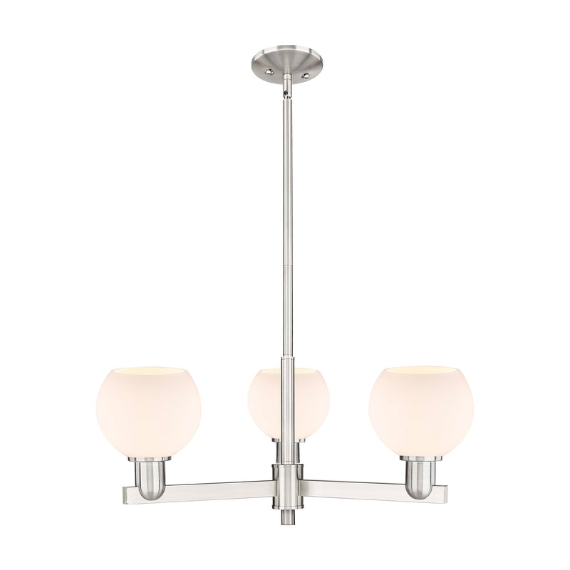 Innovations Athens 28in 3-Light Pendant | Industrial Satin Nickel Steel and Matte White Glass | Kitchen Island & Dining Room | Model 716-3CR-SN-G121-6