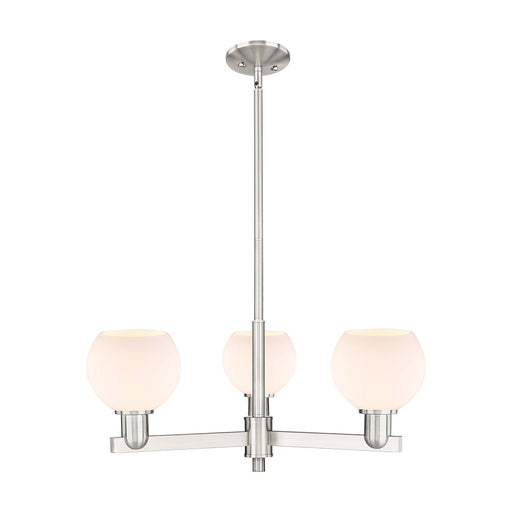 Innovations Athens 28in 3-Light Pendant | Industrial Satin Nickel Steel and Matte White Glass | Kitchen Island & Dining Room | Model 716-3CR-SN-G121-6