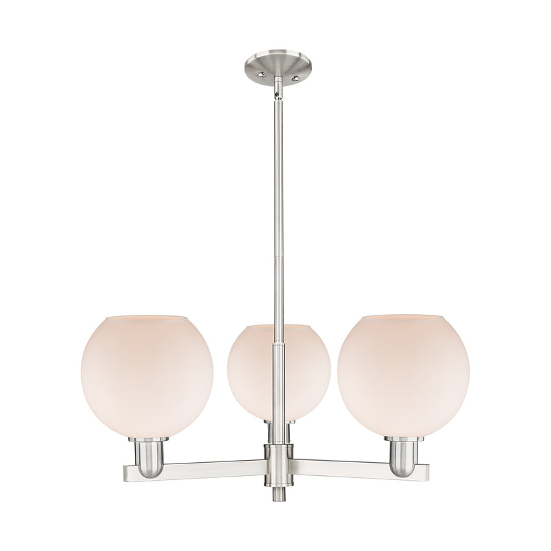 Innovations Athens 30in 3-Light Pendant | Industrial Satin Nickel Steel and Matte White Glass | Kitchen Island & Dining Room | Model 716-3CR-SN-G121-8