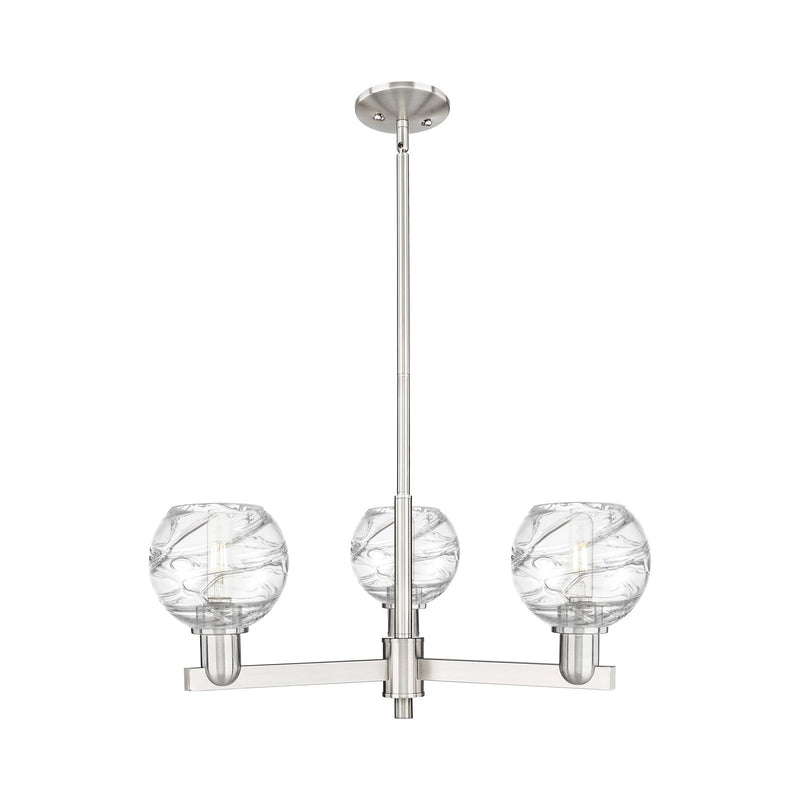 Innovations Athens Deco Swirl 27.62in 3-Light Pendant | Industrial Satin Nickel Steel and Clear Glass | Kitchen Island & | Model 716-3CR-SN-G1213-6CL