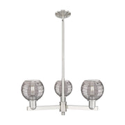 Innovations Athens Deco Swirl 3Lt 18" Chandelier, SN/SM - 716-3CR-SN-G1213-6SM