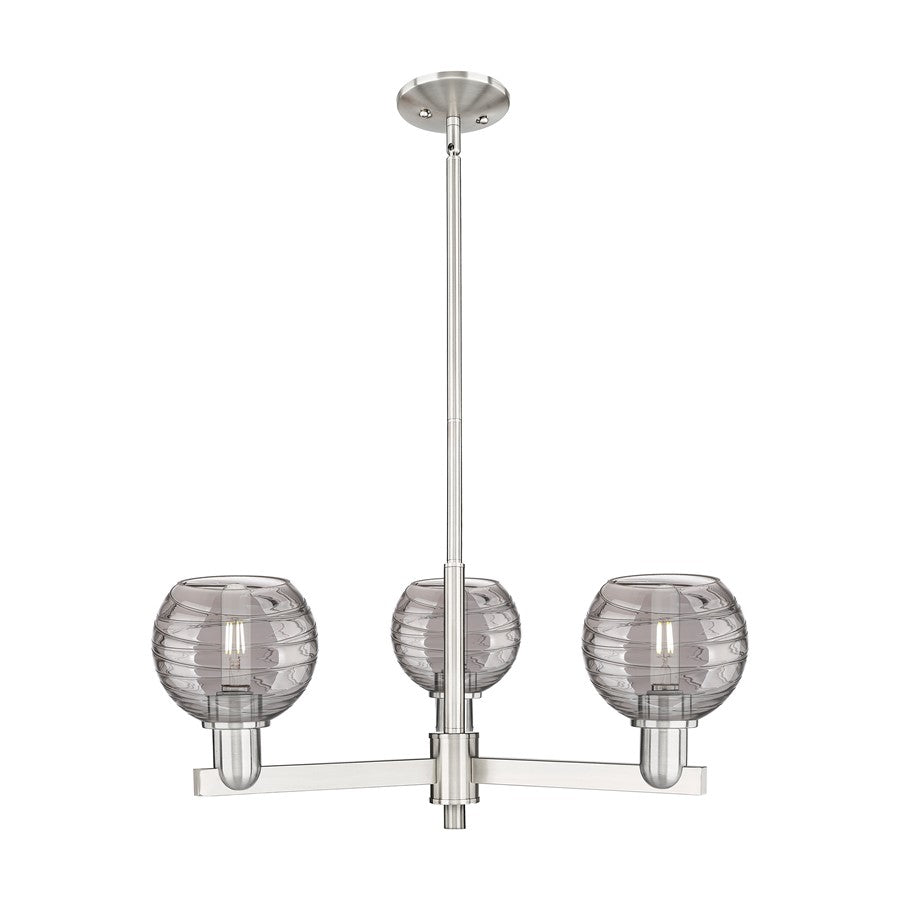 Innovations Athens Deco Swirl 3Lt 18" Chandelier, SN/SM - 716-3CR-SN-G1213-6SM