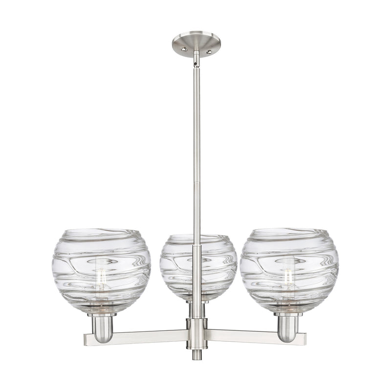 Innovations Athens Deco Swirl 30in 3-Light Pendant | Industrial Satin Nickel Steel and Clear Deco Swirl Glass | Kitchen | Model 716-3CR-SN-G1213-8CL