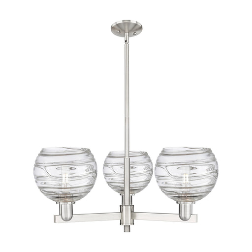 Innovations Athens Deco Swirl 30in 3-Light Pendant | Industrial Satin Nickel Steel and Clear Deco Swirl Glass | Kitchen | Model 716-3CR-SN-G1213-8CL