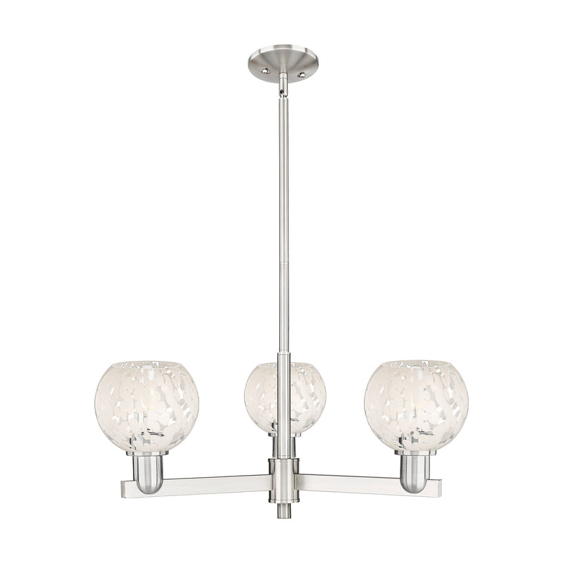 Innovations Lighting White Mouchette 28in 3-Light Pendant | Industrial Satin Nickel Steel and White Glass | Kitchen Island & | Model 716-3CR-SN-G1216-6WM