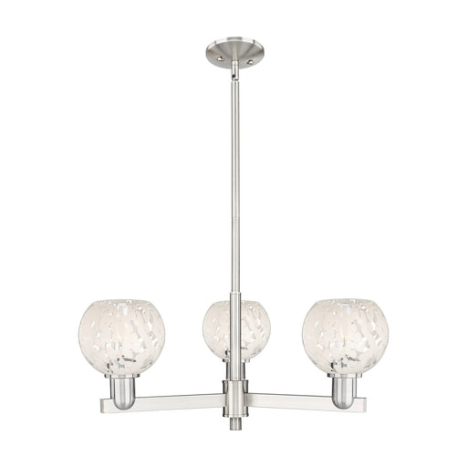 Innovations Lighting White Mouchette 28in 3-Light Pendant | Industrial Satin Nickel Steel and White Glass | Kitchen Island & | Model 716-3CR-SN-G1216-6WM
