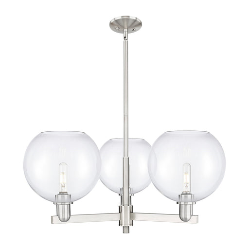 Innovations Athens 32in 3-Light Pendant | Industrial Satin Nickel Steel and Clear Glass | Kitchen Island & Dining Room | 31.75 | Model 716-3CR-SN-G122-10