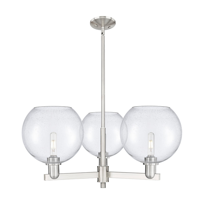 Innovations Athens 32in 3-Light Pendant | Industrial Satin Nickel Steel and Seedy Glass | Kitchen Island & Dining Room | 31.75 | Model 716-3CR-SN-G124-10