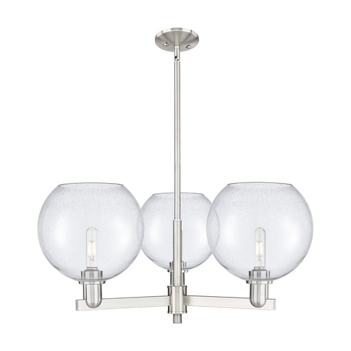 Innovations Athens 32in 3-Light Pendant | Industrial Satin Nickel Steel and Seedy Glass | Kitchen Island & Dining Room | 31.75 | Model 716-3CR-SN-G124-10