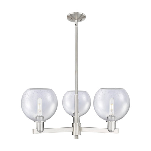 Innovations Athens 30in 3-Light Pendant | Industrial Satin Nickel Steel and Seedy Glass | Kitchen Island & Dining Room | 29.75 x | Model 716-3CR-SN-G124-8