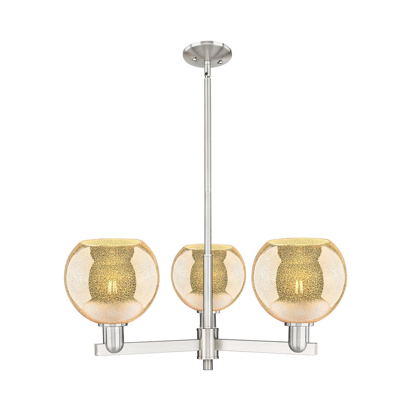 Innovations Athens 30in 3-Light Pendant | Industrial Satin Nickel Steel and Mercury Glass | Kitchen Island & Dining Room | 29.75 | Model 716-3CR-SN-G128-8