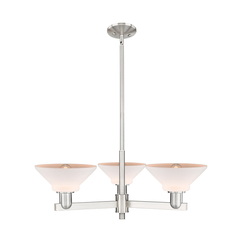 Innovations Orwell 30in 3-Light Pendant | Industrial Satin Nickel Steel and Matte White Glass | Kitchen Island & Dining Room | Model 716-3CR-SN-G131