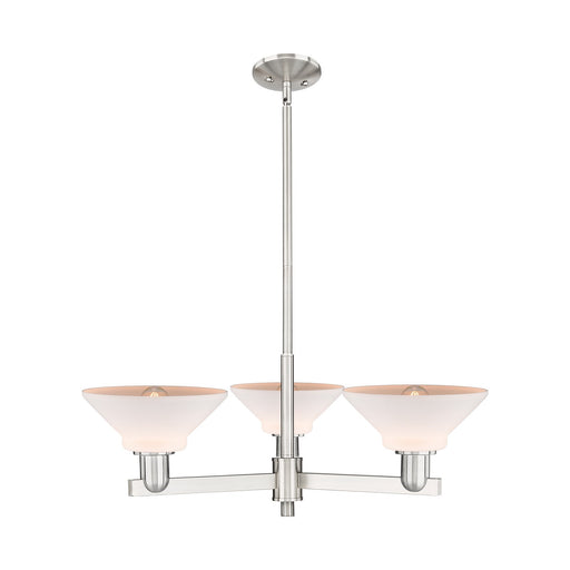 Innovations Orwell 30in 3-Light Pendant | Industrial Satin Nickel Steel and Matte White Glass | Kitchen Island & Dining Room | Model 716-3CR-SN-G131