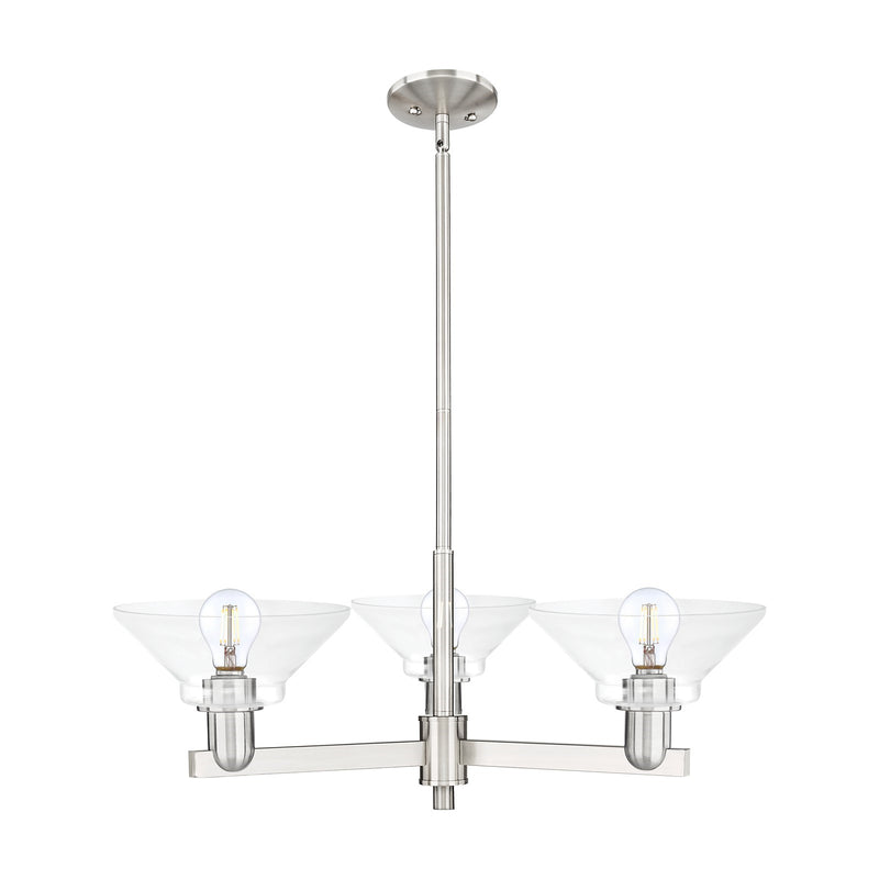 Innovations Orwell 30in 3-Light Pendant | Industrial Satin Nickel Steel and Clear Glass | Kitchen Island & Dining Room | 30.12 x 9 | Model 716-3CR-SN-G132