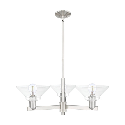 Innovations Orwell 30in 3-Light Pendant | Industrial Satin Nickel Steel and Clear Glass | Kitchen Island & Dining Room | 30.12 x 9 | Model 716-3CR-SN-G132