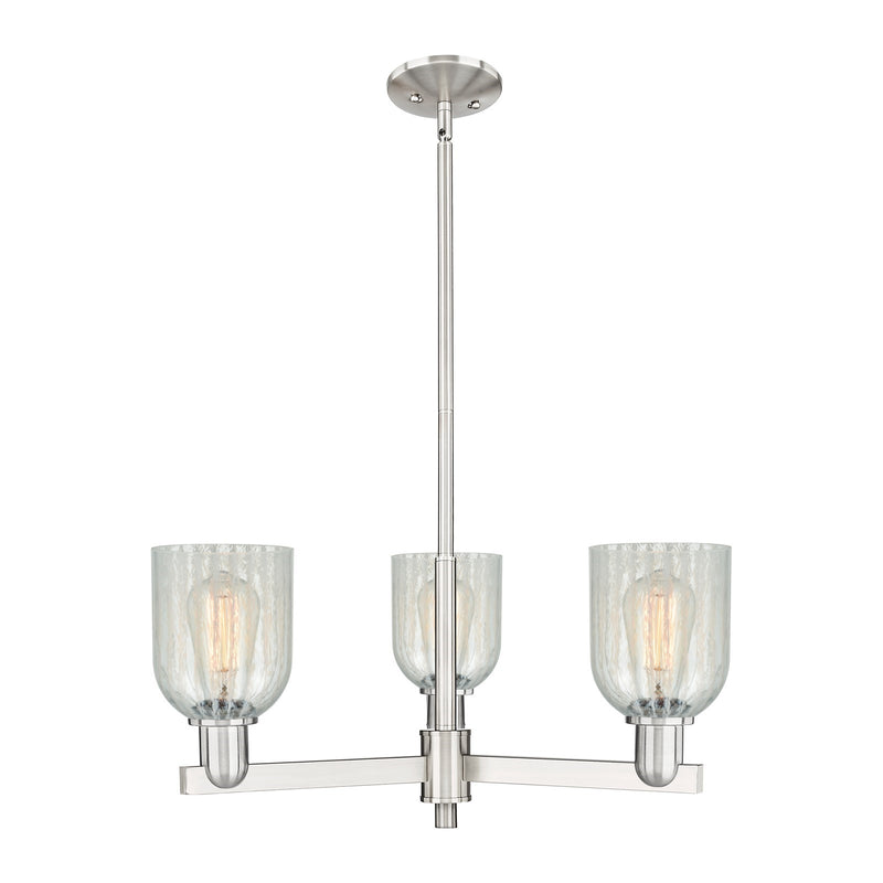 Innovations Caledonia 27in 3-Light Pendant | Industrial Satin Nickel Steel and Mouchette Glass | Kitchen Island & Dining Room | Model 716-3CR-SN-G2511