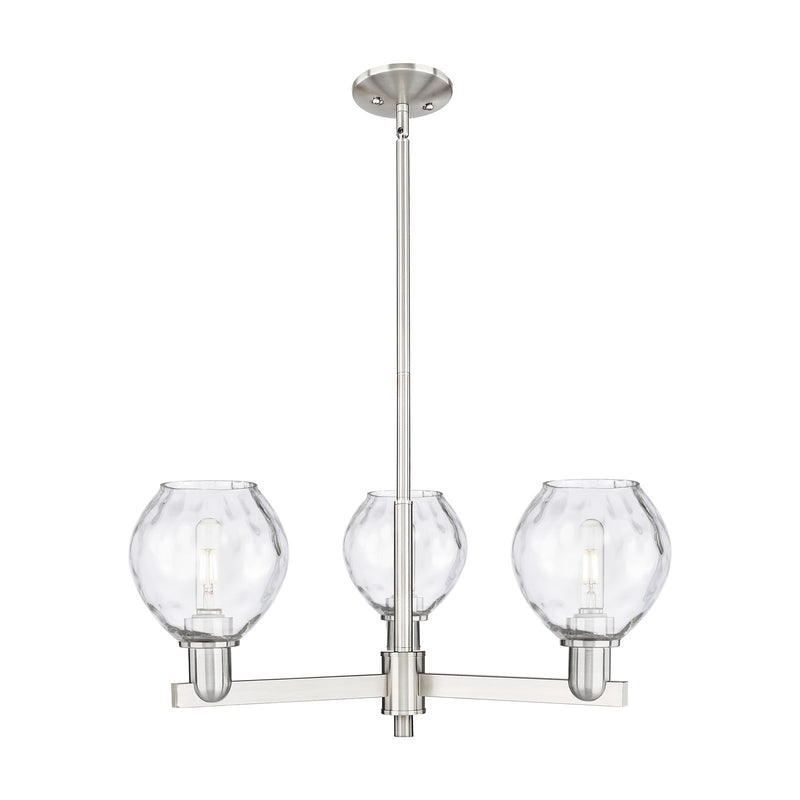 Innovations Waverly 28in 3-Light Pendant | Industrial Satin Nickel Steel and Clear Glass | Kitchen Island & Dining Room | 27.75 x | Model 716-3CR-SN-G362