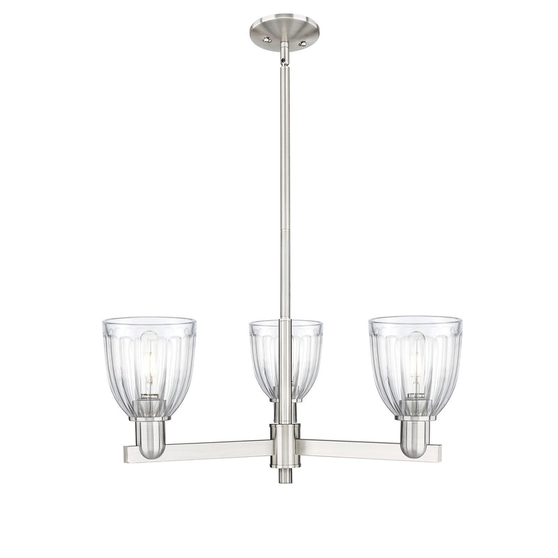 Innovations Brookfield 28in 3-Light Pendant | Industrial Satin Nickel and Clear Ribbed Glass | Kitchen Island & Dining Room | 27.5 | Model 716-3CR-SN-G442