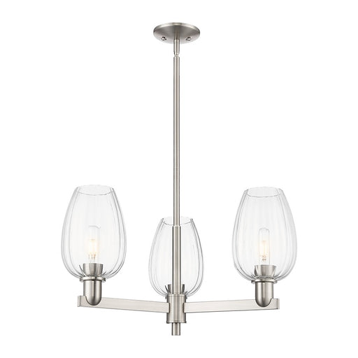 Innovations Preston 3Lt 18" Flute Stem Chandelier, SN/CL - 716-3CR-SN-G457-6CL