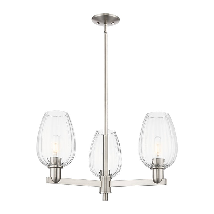 Innovations Preston 3Lt 18" Flute Stem Chandelier, SN/CL - 716-3CR-SN-G457-6CL
