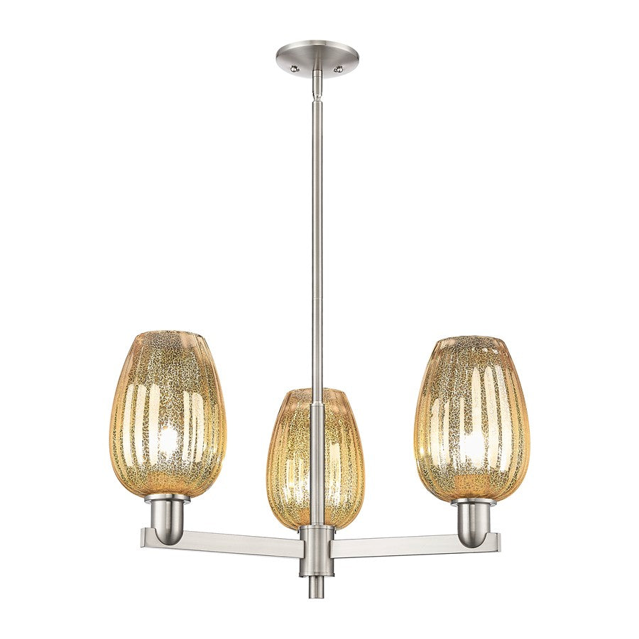 Innovations Preston 3Lt 18" Flute Stem Chandelier, SN/MC - 716-3CR-SN-G457-6ME