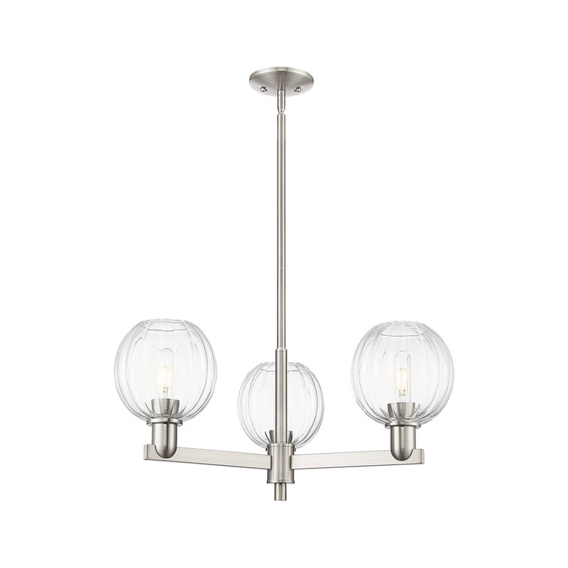 Innovations Preston 3Lt 18" Globe Stem Chandelier, SN/CL - 716-3CR-SN-G458-7CL