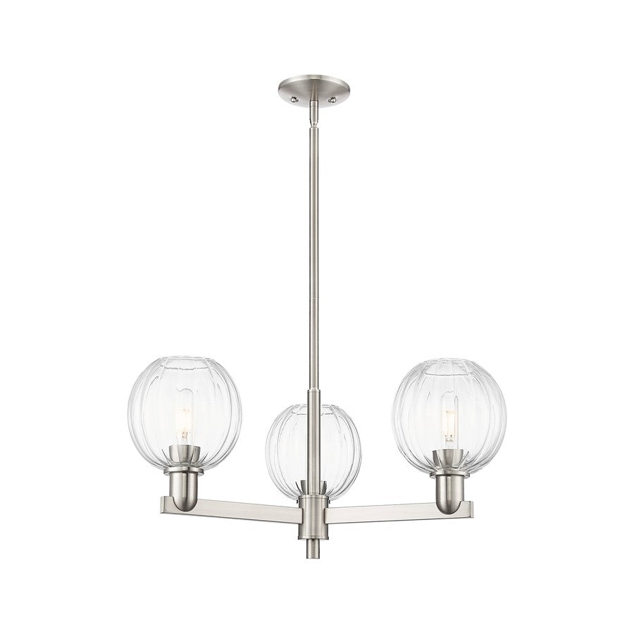 Innovations Preston 3Lt 18" Globe Stem Chandelier, SN/CL - 716-3CR-SN-G458-7CL
