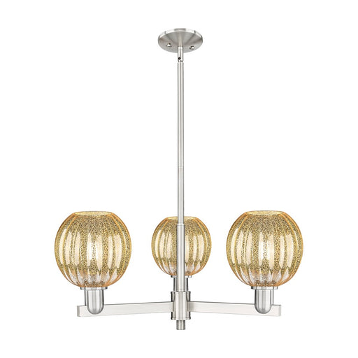 Innovations Preston 3Lt 18" Globe Stem Chandelier, SN/MC - 716-3CR-SN-G458-7ME