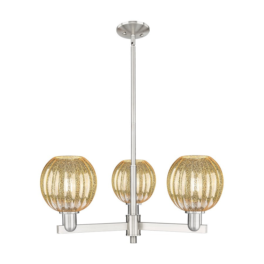 Innovations Preston 3Lt 18" Globe Stem Chandelier, SN/MC - 716-3CR-SN-G458-7ME