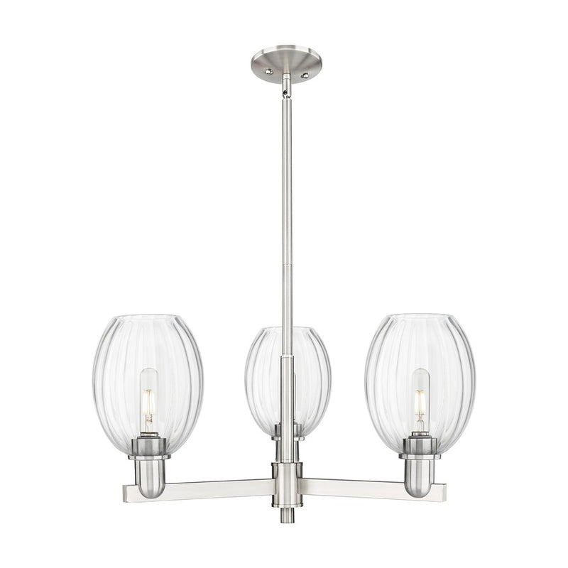Innovations Preston 3Lt 18" Bell Stem Chandelier, SN/Clear - 716-3CR-SN-G459-6CL