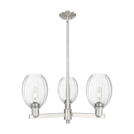Innovations Preston 3Lt 18" Bell Stem Chandelier, SN/Clear - 716-3CR-SN-G459-6CL
