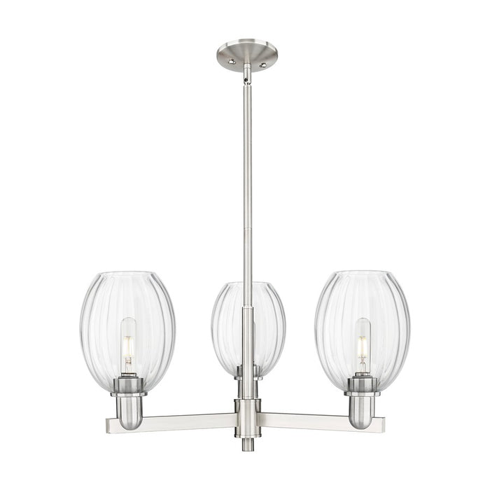 Innovations Preston 3Lt 18" Bell Stem Chandelier, SN/Clear - 716-3CR-SN-G459-6CL