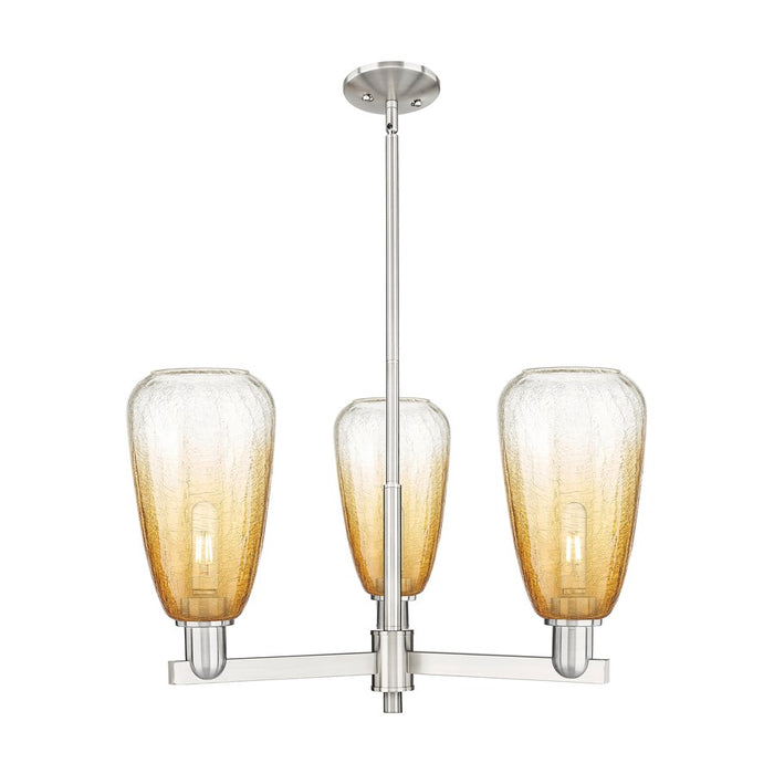 Innovations BH Almond 3Lt 18" Stem Chandelier, SN/AM - 716-3CR-SN-G480-6AM