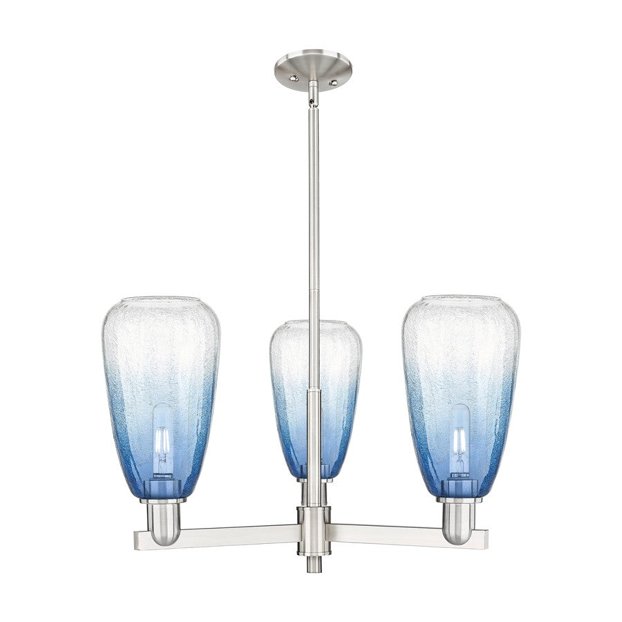 Innovations BH Almond 3Lt 18" Stem Chandelier, SN/SB - 716-3CR-SN-G480-6SB
