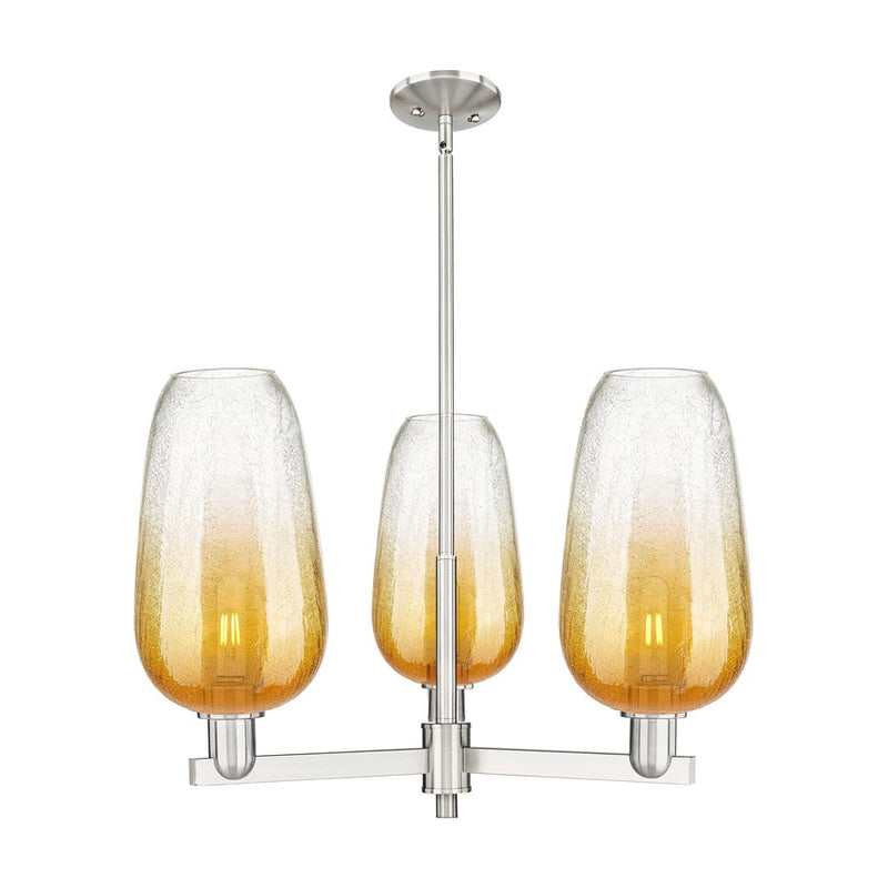 Innovations BH Flute 3Lt 18" Stem Chandelier, SN/AM - 716-3CR-SN-G484-7AM