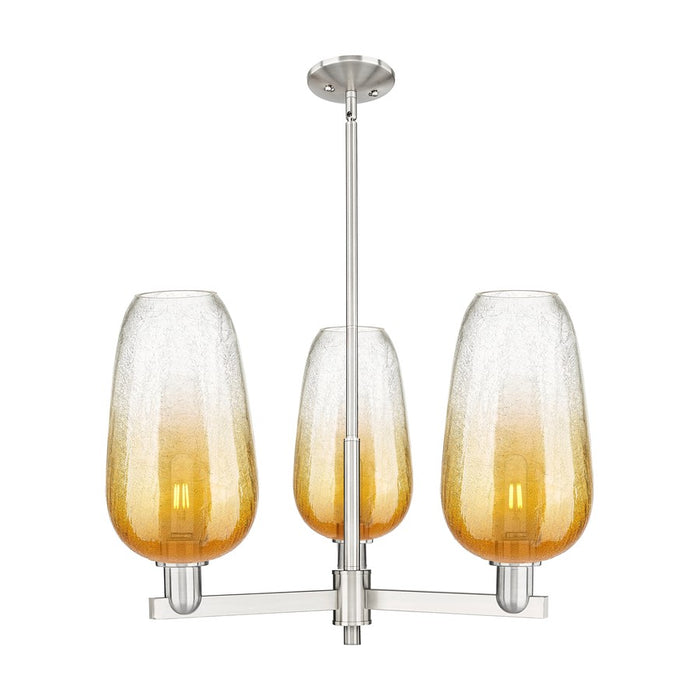 Innovations BH Flute 3Lt 18" Stem Chandelier, SN/AM - 716-3CR-SN-G484-7AM