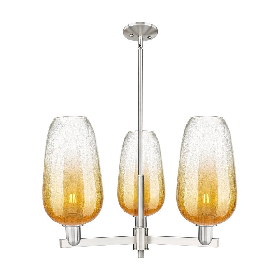 Innovations BH Flute 3Lt 18" Stem Chandelier, SN/AM - 716-3CR-SN-G484-7AM