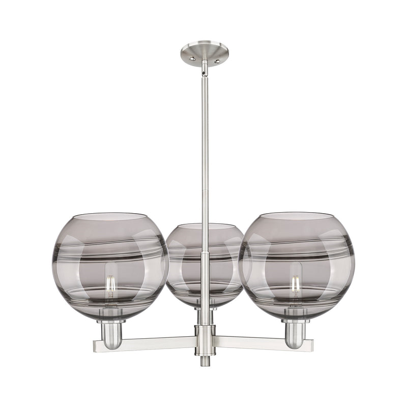 Innovations Rochester 32in 3-Light Pendant | Industrial Satin Nickel Steel and Light Smoke Glass | Kitchen Island & Dining | Model 716-3CR-SN-G556-10SM