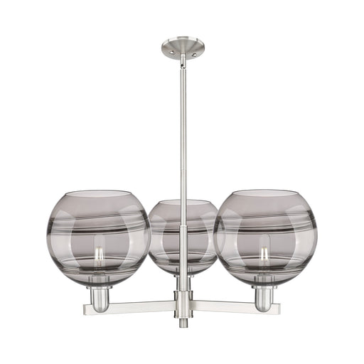 Innovations Rochester 32in 3-Light Pendant | Industrial Satin Nickel Steel and Light Smoke Glass | Kitchen Island & Dining | Model 716-3CR-SN-G556-10SM