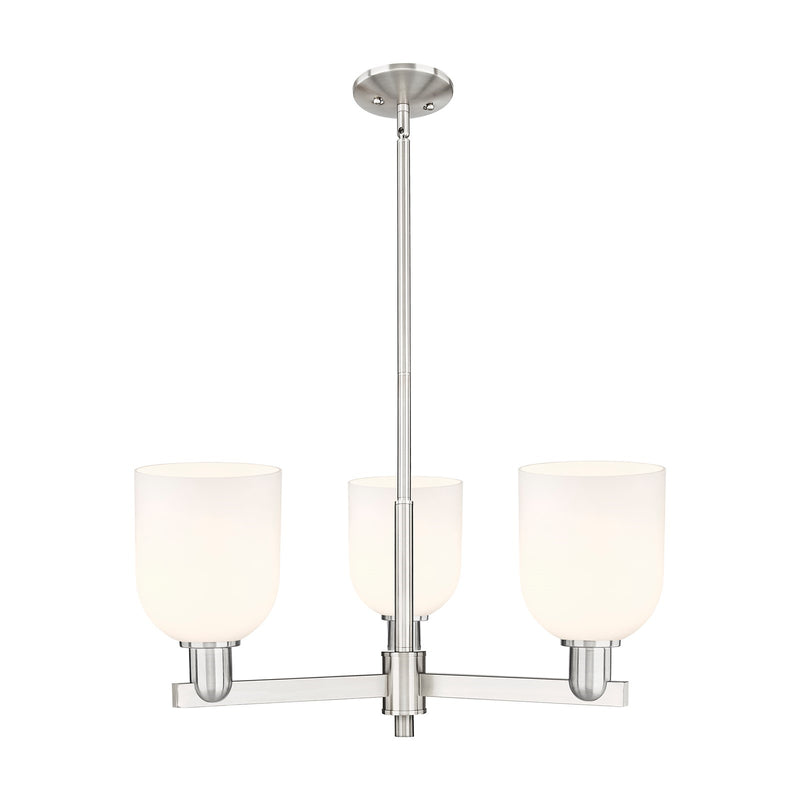 Innovations Bella 27in 3-Light Pendant | Industrial Satin Nickel Steel and White Glass | Kitchen Island & Dining Room | 27.25 | Model 716-3CR-SN-G558-6GWH