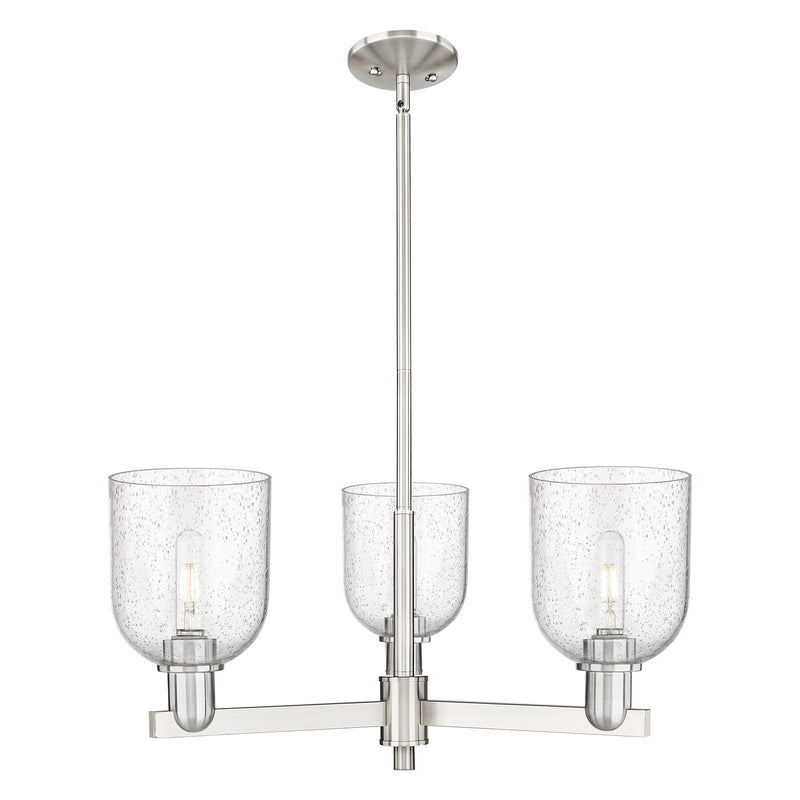 Innovations Bella 27in 3-Light Pendant | Industrial Satin Nickel Steel and Seedy Glass | Kitchen Island & Dining Room | 27.25 | Model 716-3CR-SN-G558-6SDY