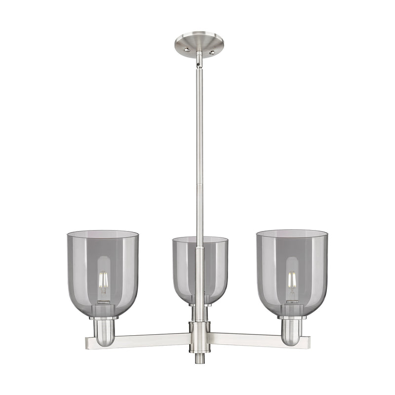 Innovations Bella 27in 3-Light Pendant | Industrial Satin Nickel Steel and Light Smoke Glass | Kitchen Island & Dining Room | Model 716-3CR-SN-G558-6SM