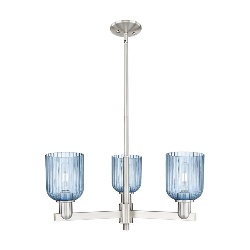 Innovations Bridal Veil 3Lt 18" Chandelier, SN/Blue - 716-3CR-SN-G559-5BL