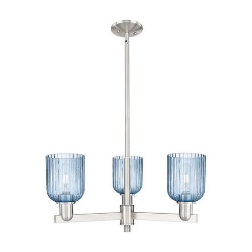 Innovations Bridal Veil 3Lt 18" Chandelier, SN/Blue - 716-3CR-SN-G559-5BL