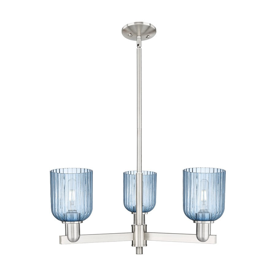 Innovations Bridal Veil 3Lt 18" Chandelier, SN/Blue - 716-3CR-SN-G559-5BL