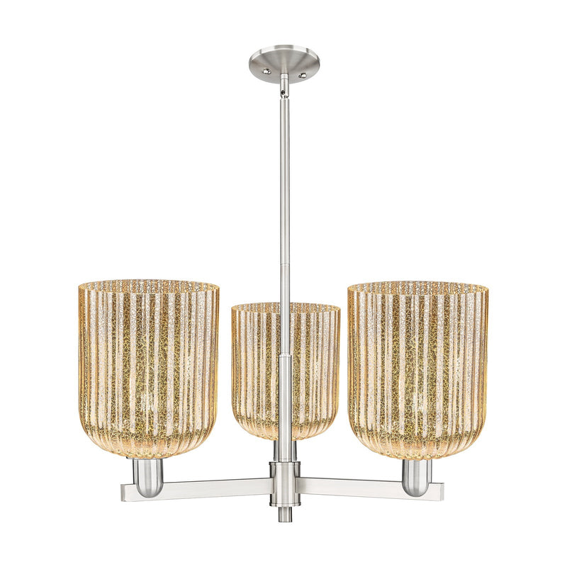 Innovations Bridal Veil 30in 3-Light Pendant | Industrial Satin Nickel Steel and Mercury Ribbed Glass | Kitchen Island & | Model 716-3CR-SN-G559-8ME