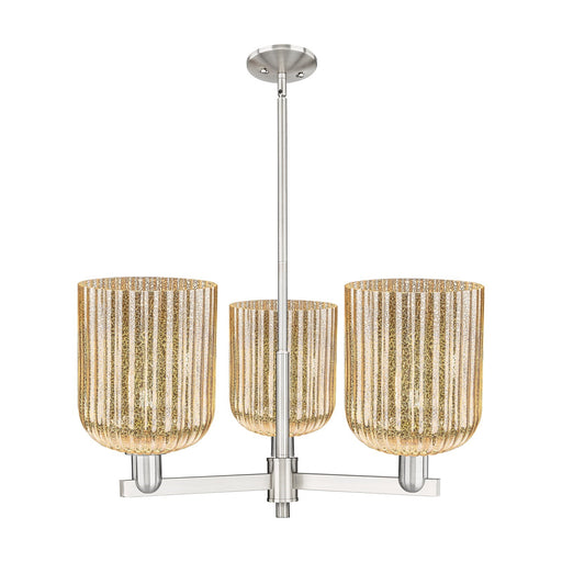 Innovations Bridal Veil 30in 3-Light Pendant | Industrial Satin Nickel Steel and Mercury Ribbed Glass | Kitchen Island & | Model 716-3CR-SN-G559-8ME