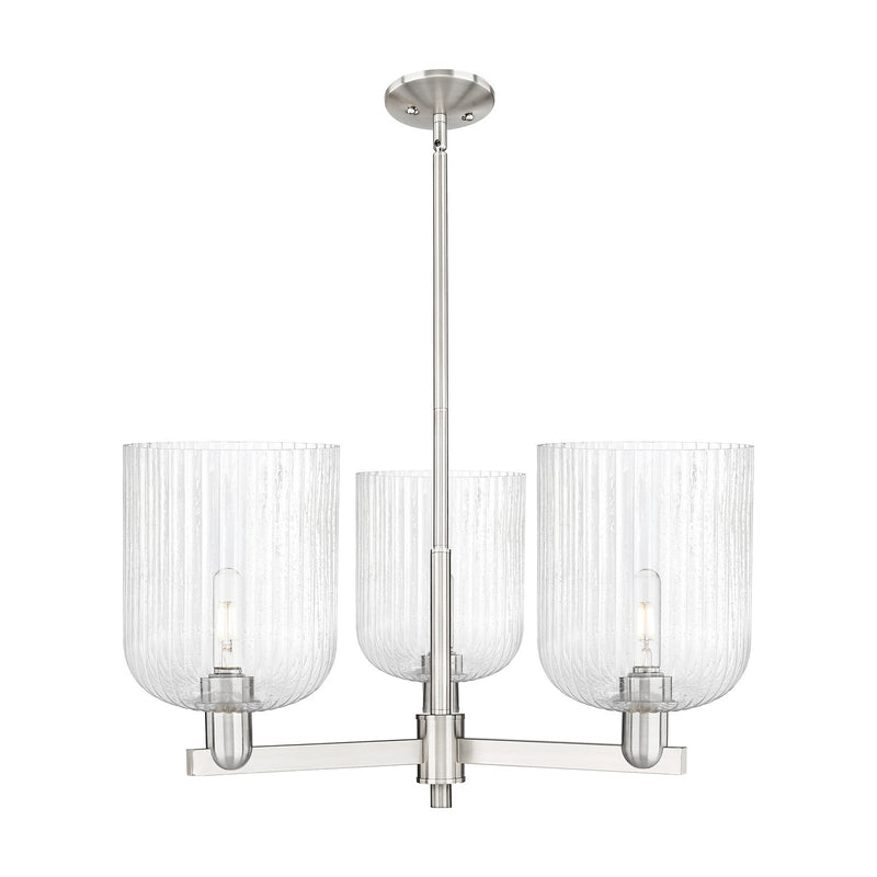 Innovations Bridal Veil 30in 3-Light Pendant | Industrial Satin Nickel Steel and Seedy Glass | Kitchen Island & Dining Room | Model 716-3CR-SN-G559-8SDY
